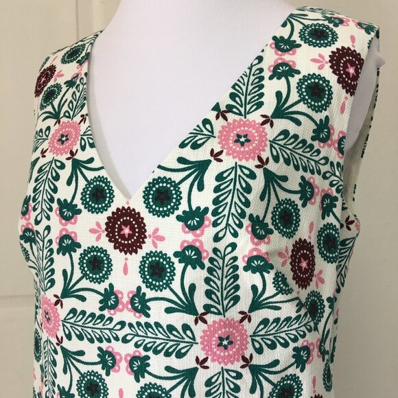 New Boden Women's Tatiana Textured Dress IvoryTrellis Tile Size 4 Petite V Neck - Picture 5 of 14